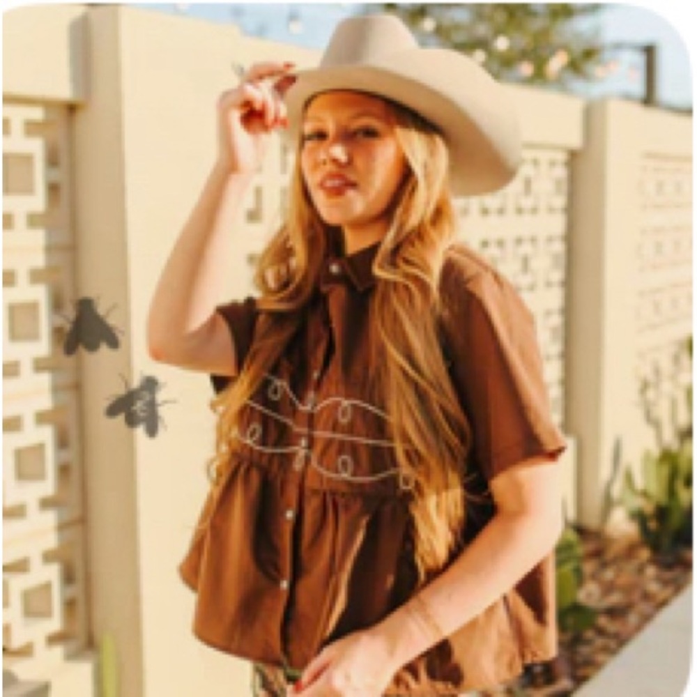 Brown Button Down Shirt for Women